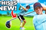 Image of a golfer swinging a golf club with the words "this is new.